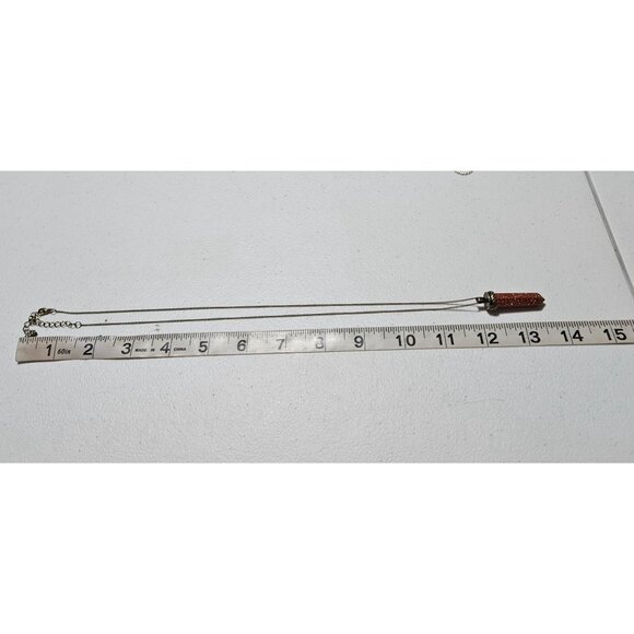 Elegant Boho Goldstone Crystal Point Pendant Necklace Healing Jewelry Fashion - Picture 7 of 8